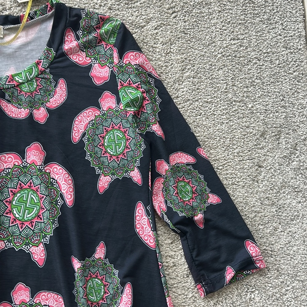 Simply Southern 3/4 Sleeve Boho Turtle Dress/Tunic - Picture 3 of 6